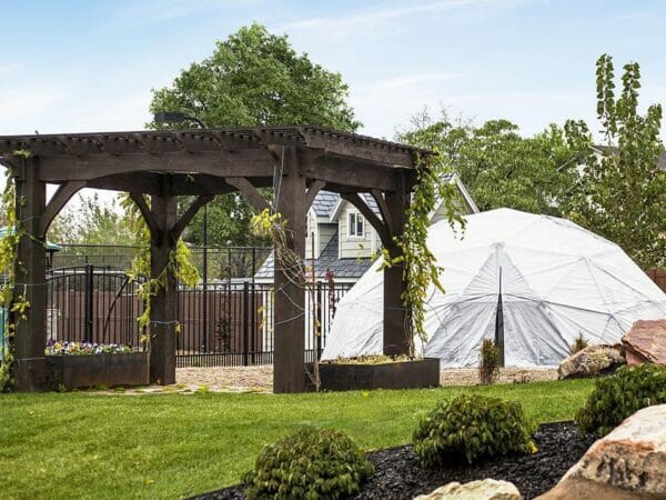 Harvest Right Geodesic Greenhouse Garden - view of geodesic garden in outdoor setting