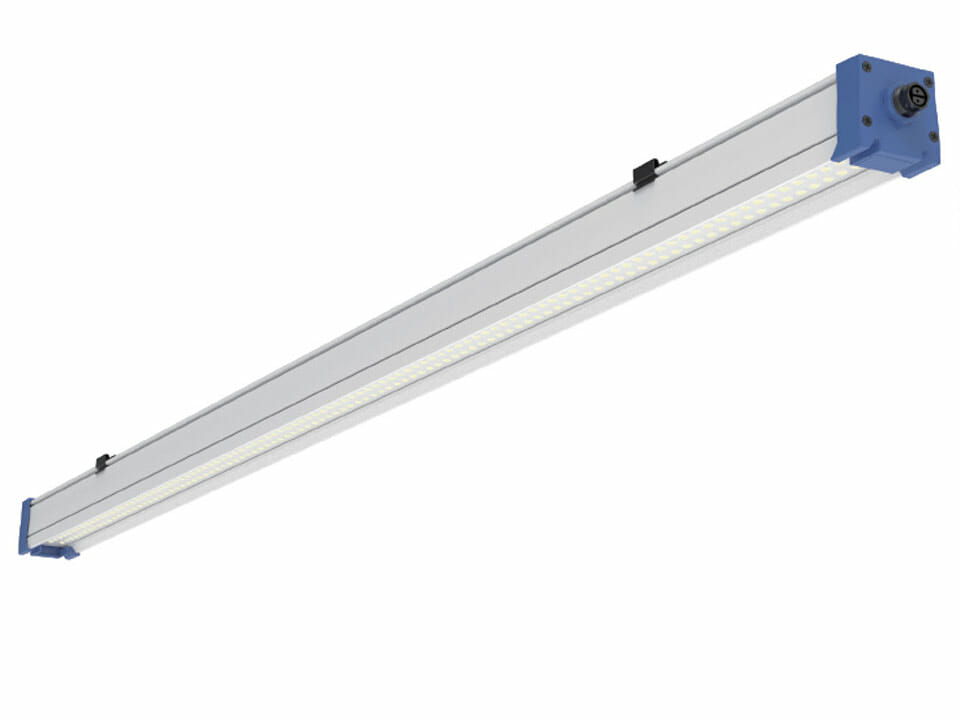 Single Astrica 45W LED Grow Light, white aluminum with blue plastic end caps
