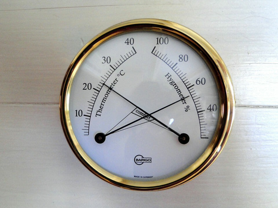 Combination thermometer and hygrometer