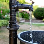 Well water being collected in a bucket with the text: Should I filter my garden water?