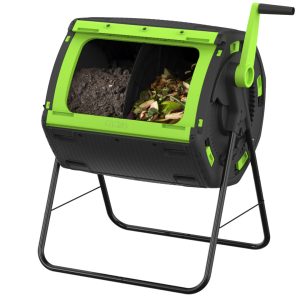 Front view of 48gal MAZE Composter, open lid