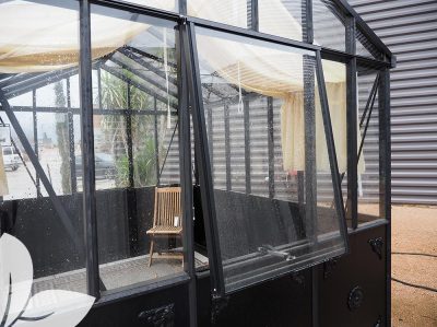 Exterior view of a Janssens Push-Out Side Window