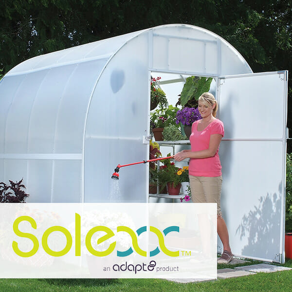 Tunnel-shaped greenhouse with Solexx logo (by adapt8)