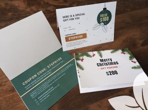 Printed gift cards from Greenhouse Emporium