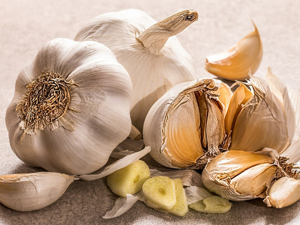 Cloves of garlic and garlic slices