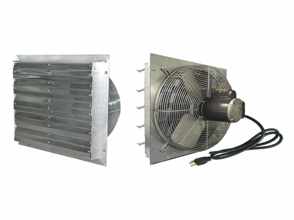 exaco exhaust fan & intake shutter vent for making a greenhouse