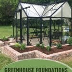 Greenhouse with foundation with text: Greenhouse Foundations Types & Considerations