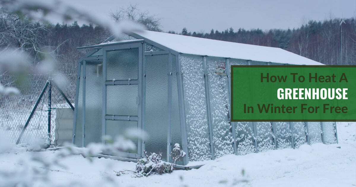 Greenhouse in winter with the text: How to heat a greenhouse in winter for free