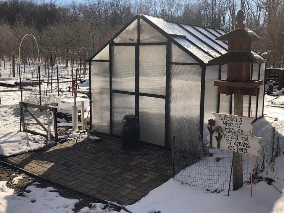 MONT 8x12 greenhouse in winter