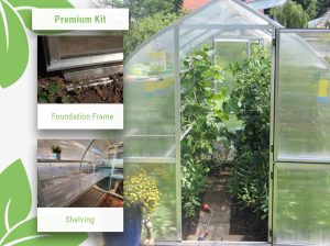 Featured image of the optional Premium Kit that includes a foundation frame and shelving