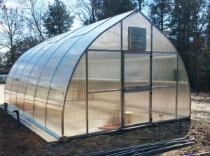 Front view of a Exaco Riga XL6 Greenhouse