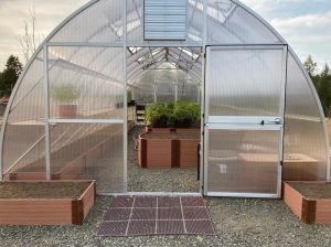 Front view of a Exaco Riga XL9 Greenhouse