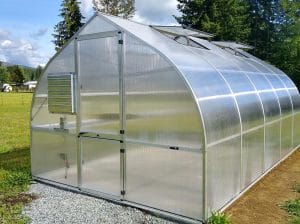 Front of Riga 5 Greenhouse with Dutch Door closed