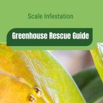 Leaf scale with text: Scale Infestation Greenhouse Rescue Guide