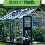 Exterior view of glass greenhouse with text: Glass or Plastic Uncovering the Best Greenhouse Material