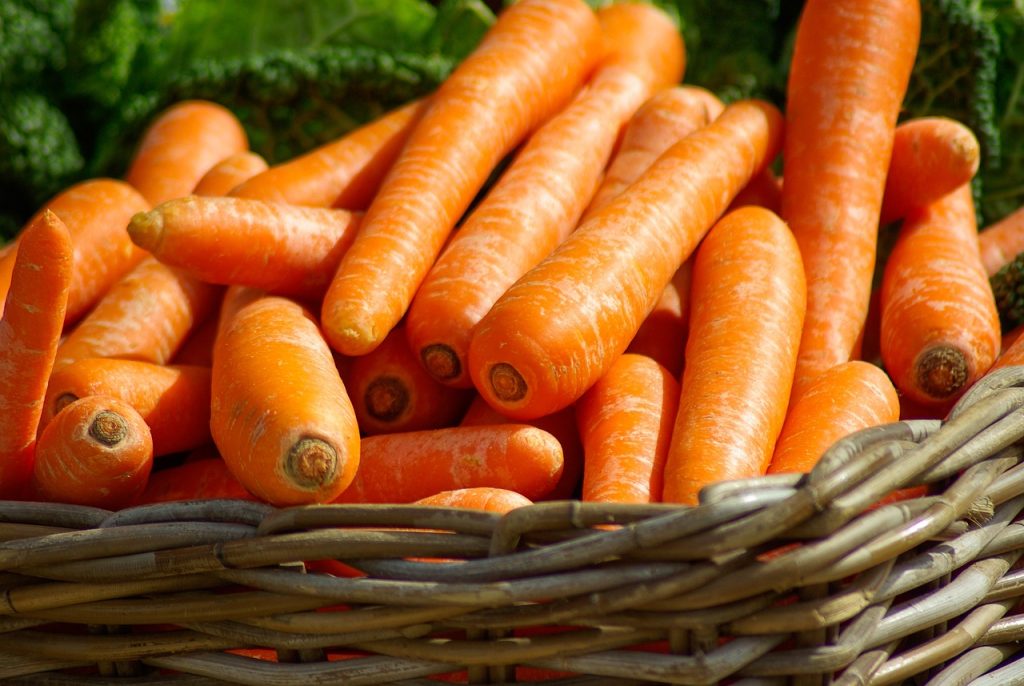 Carrots in basket to feed a family