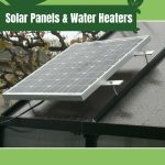 Greenhouse solar panel with text: Solar Panels & Water Heaters Advanced Solar Greenhouse Features