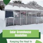 Snow covered greenhouse with solar panel with text: Solar Greenhouse Insulation Keeping the Heat In