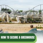 Greenhouses torn apart by wind with text: How to Secure A Greenhouse From Wind
