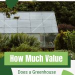 Greenhouse in landscape with text: How Much Value Does a Greenhouse Add to Your Property?