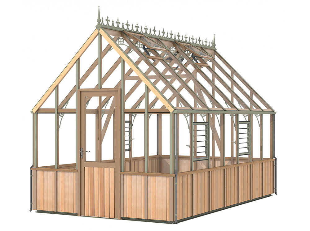 Cat drawing of the Alton Cheltenham Wooden Greenhouse 9x15