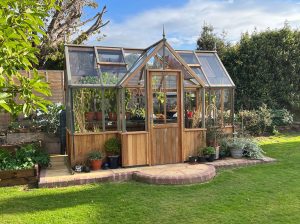 Front of the Alton Durham Wooden Orangerie in a backyard