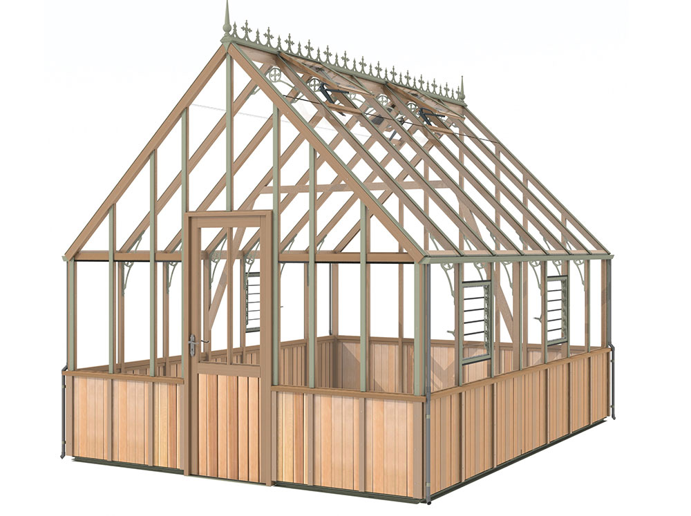 Cat drawing of the Alton 11x15 Westminster Wooden Greenhouse