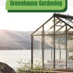 Greenhouse with upscale furniture with text: Greenhouse Gardening With A Modern Twist