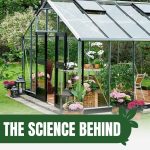 Glass greenhouse with plants in interior with text: The Science Behind Greenhouse Gardening