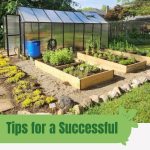 Greenhouse with raised bed garden in front with text: Tips for a Successful Fall Raised Bed Garden