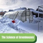 Snow covered greenhouse with text: The Science of Greenhouses in Winter