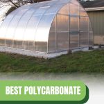 Onion shaped polycarbonate greenhouse with text: Best Polycarbonate for Greenhouse