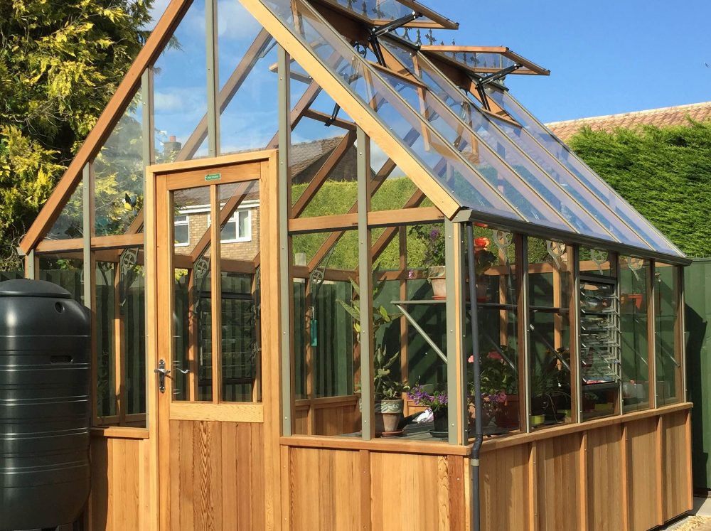 Zoomed in image of an Alton greenhouse wooden frame
