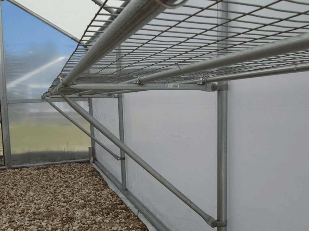 Close up of steel frame Carver greenhouse