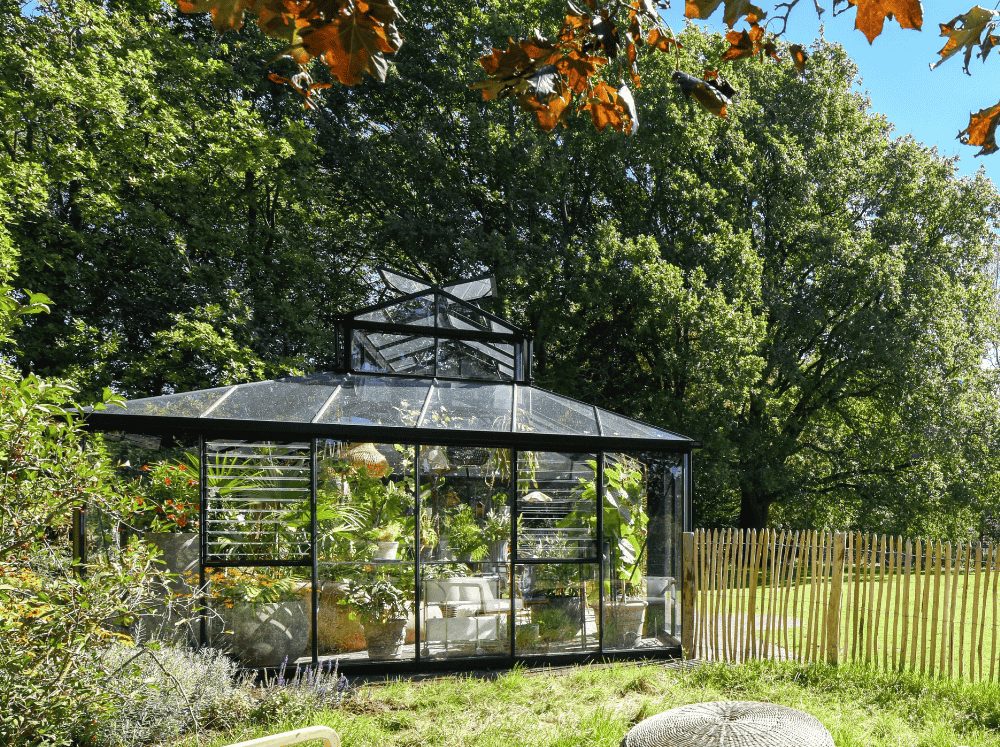 Exterior of a cathedral glass greenhouse
