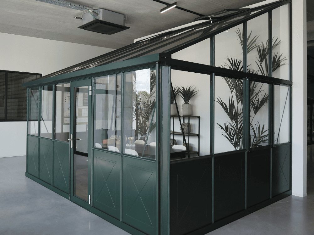 Arcadia Lean-To Greenhouse on showroom floor